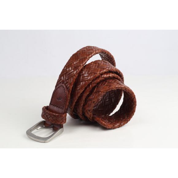 Brown Braided Leather Belt Woven Buckle Casual Men's Dress Belt Size 36 / 90 - Picture 8 of 11